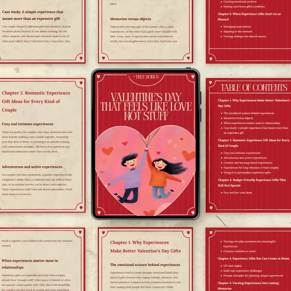 Valentine’s Day That Feels Like Love Not Stuff – Romantic Experience Gift Guide, Meaningful Valentine’s Day Gifts, Budget-Friendly Date Ideas, Digital Download