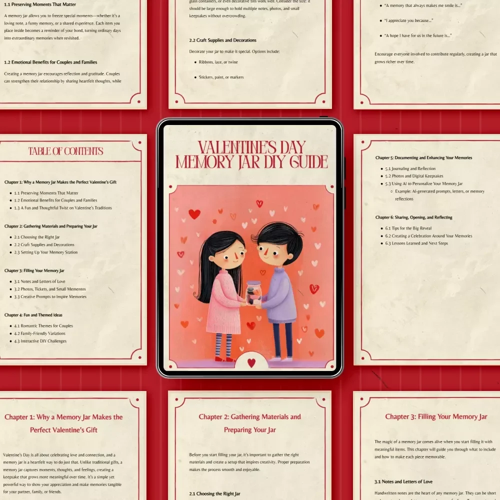 Valentine’s Day Memory Jar DIY Guide | Romantic Keepsake Ebook for Couples & Families