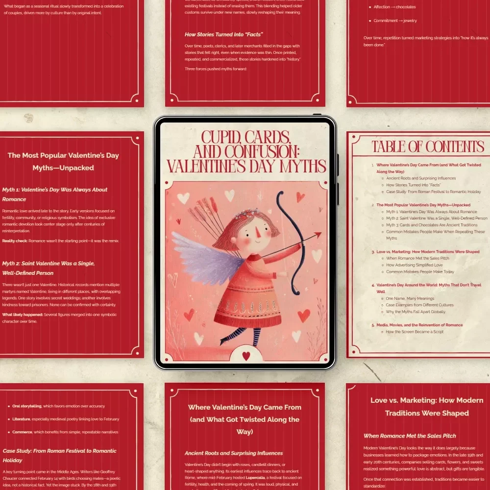 Cupid, Cards, and Confusion: Valentine’s Day Myths – Digital Guide to Valentine’s Day History, Romance Myths, Cultural Traditions & Modern Love