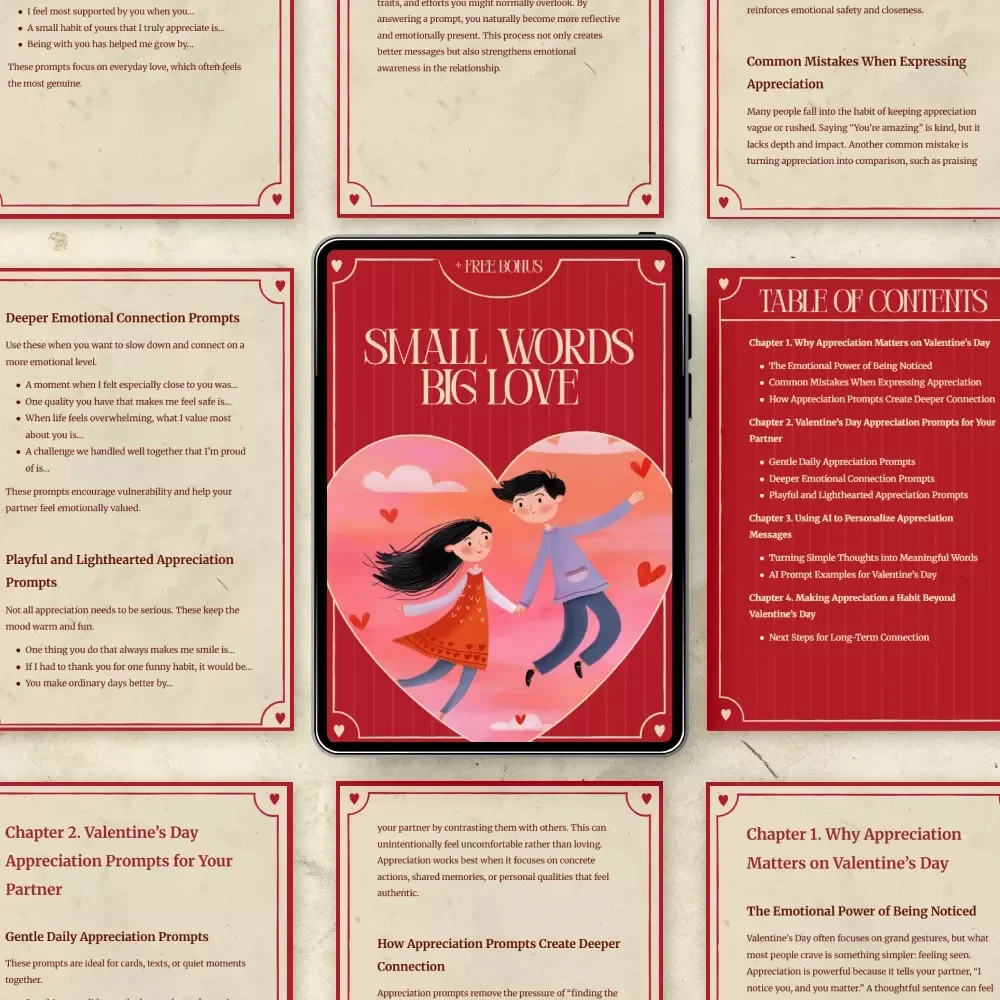 Small Words Big Love: Valentine’s Day Appreciation Prompts, AI Tips, & Habit Building Guide for Deeper Connection