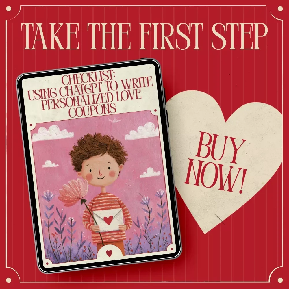 Checklist: Using ChatGPT to Write Personalized Love Coupons | Easy Digital Download for Romantic, Fun & Creative Gifts