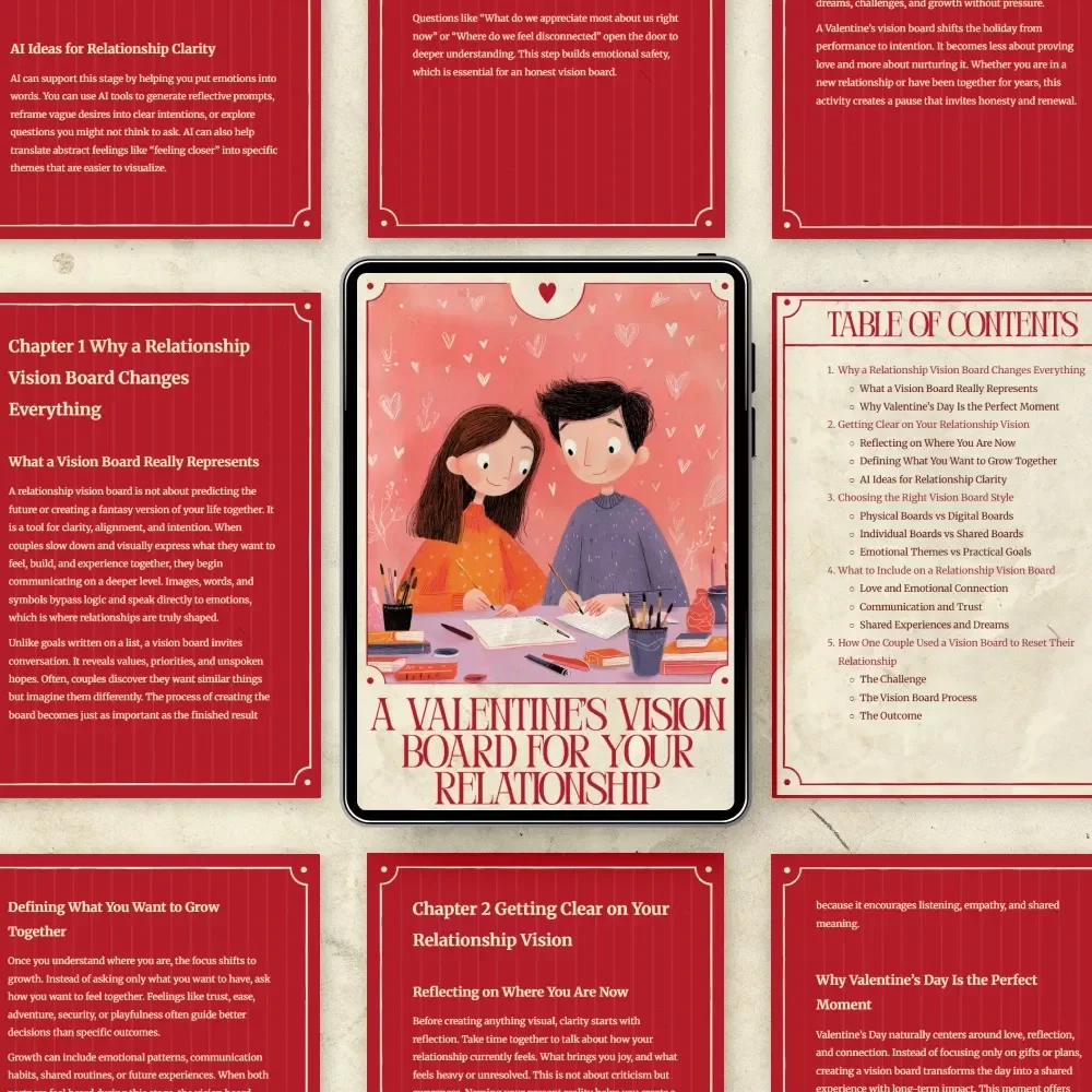 A Valentine’s Vision Board for Your Relationship – Digital Relationship Vision Board Guide, Couples Valentine’s Day Workbook, Love Goals & Communication Vision Board Download