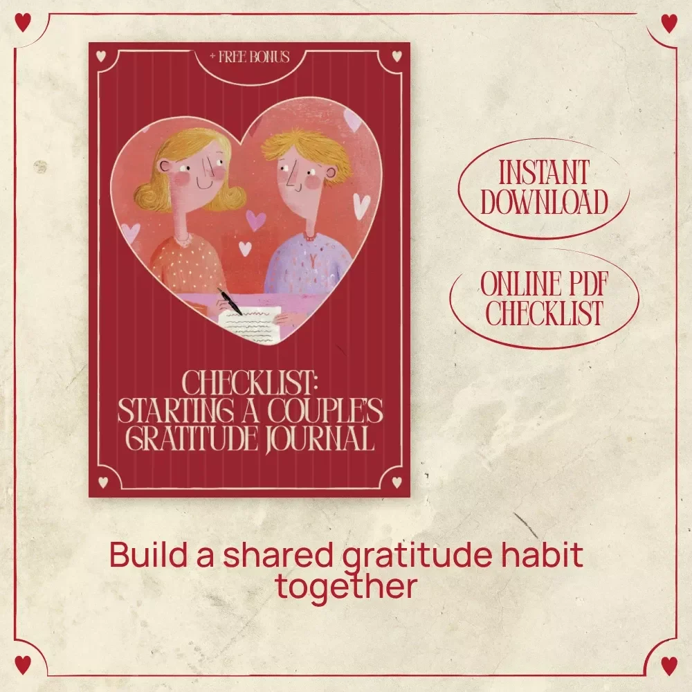 Checklist: Starting a Couple’s Gratitude Journal | Simple Digital Checklist for Couples | Relationship & Mindfulness Tool