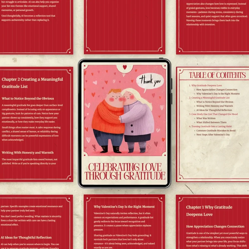 Celebrating Love Through Gratitude – Valentine’s Day Relationship Guide, Gratitude Practice eBook, Couples Reflection Checklist, Appreciation & Connection Digital Download