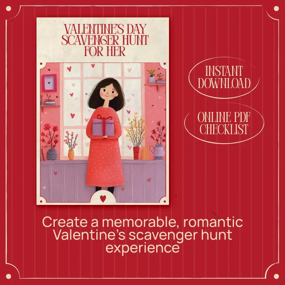 Valentine’s Day Scavenger Hunt for Her – Fun & Romantic Valentine’s Day Scavenger Hunt Ideas for Her | Digital Checklist Guide