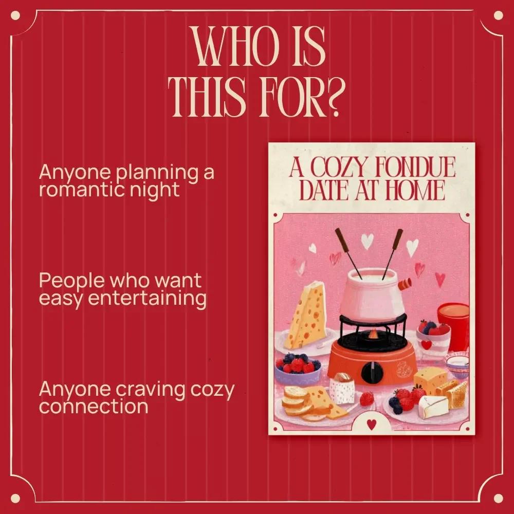 A Cozy Fondue Date at Home – Romantic Checklist for Couples, Valentine’s Day Fondue Set Ideas, Easy At-Home Date Night Download