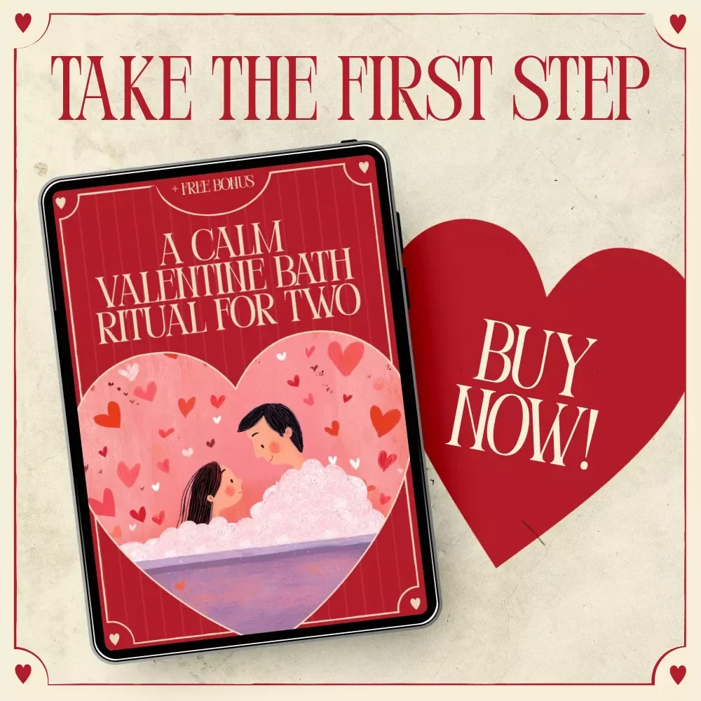 A Calm Valentine Bath Ritual for Two – Romantic Valentine’s Day Bath for Couples, Self Care Checklist, Digital Download Guide