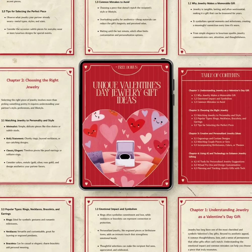 Unique Valentine’s Day Jewelry Gift Ideas | Digital Guide for Romantic Jewelry Gifts, Personalized Valentine Jewelry, Thoughtful Gift Planning eBook