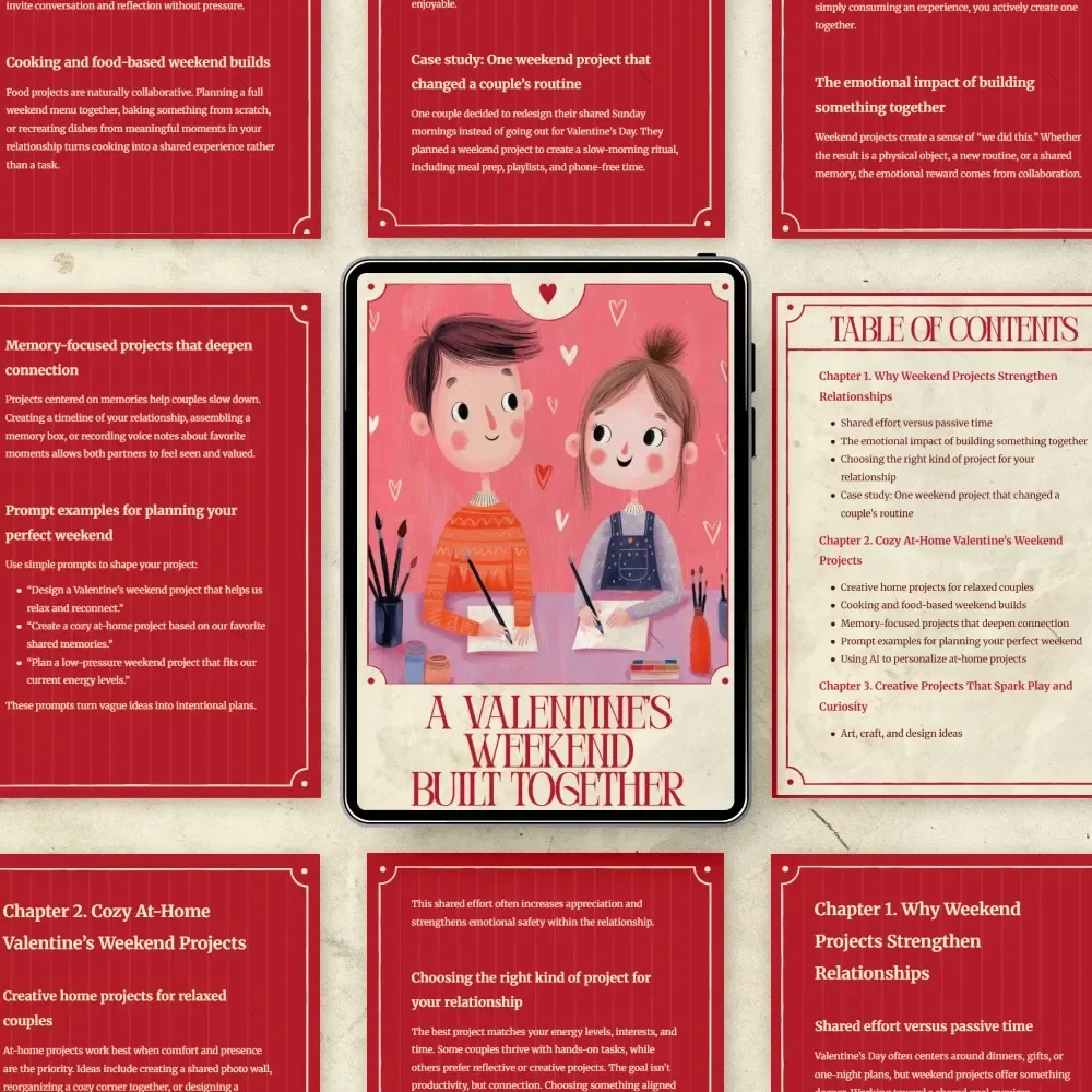 A Valentine’s Weekend Built Together | Couples Weekend Project Guide, Romantic At-Home Activities, Relationship Building eBook, Valentine’s Day Digital Download
