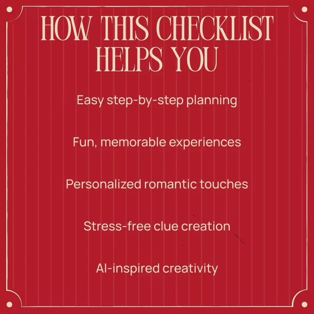 Valentine’s Day Scavenger Hunt for Him – Fun & Romantic Valentine's Day Scavenger Hunt Ideas for Him Checklist Digital Download
