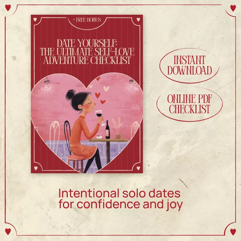 Date Yourself: The Ultimate Self-Love Adventure Checklist | Self-Care Printable, Solo Date Planner, how to take yourself on a date ideas