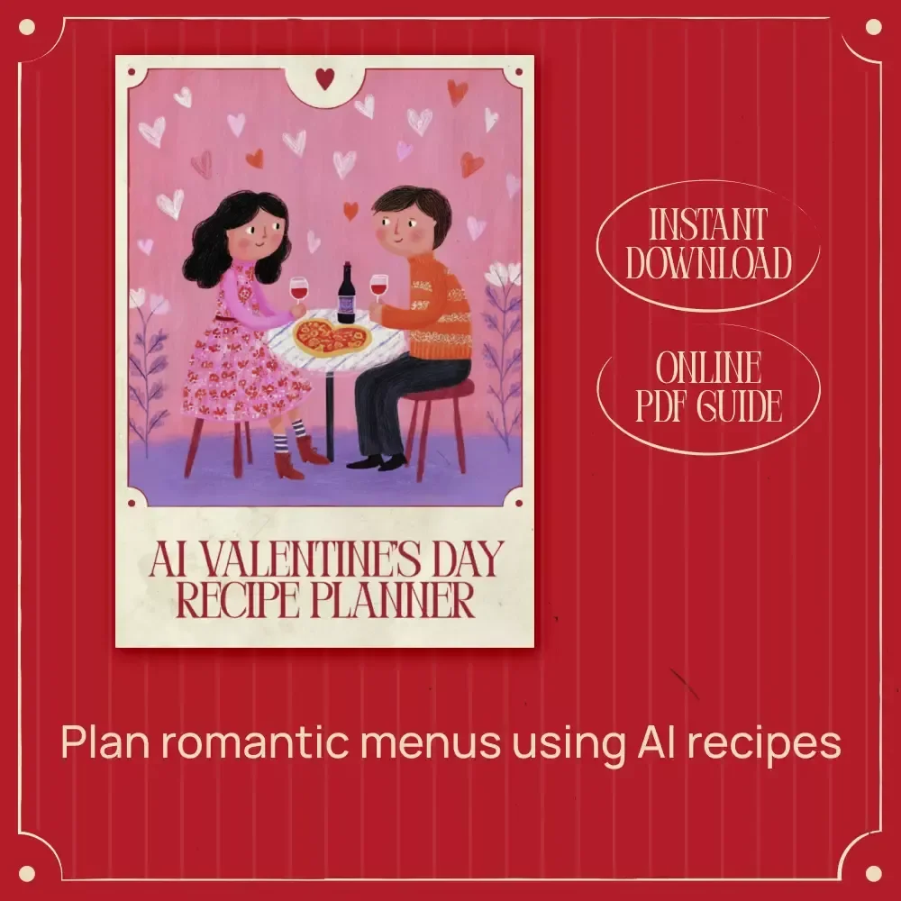 AI Valentine’s Day Recipe Planner – Romantic Dinner Guide, AI Valentine’s Day Recipe Planner for Couples, Creative AI Menu Planning eBook