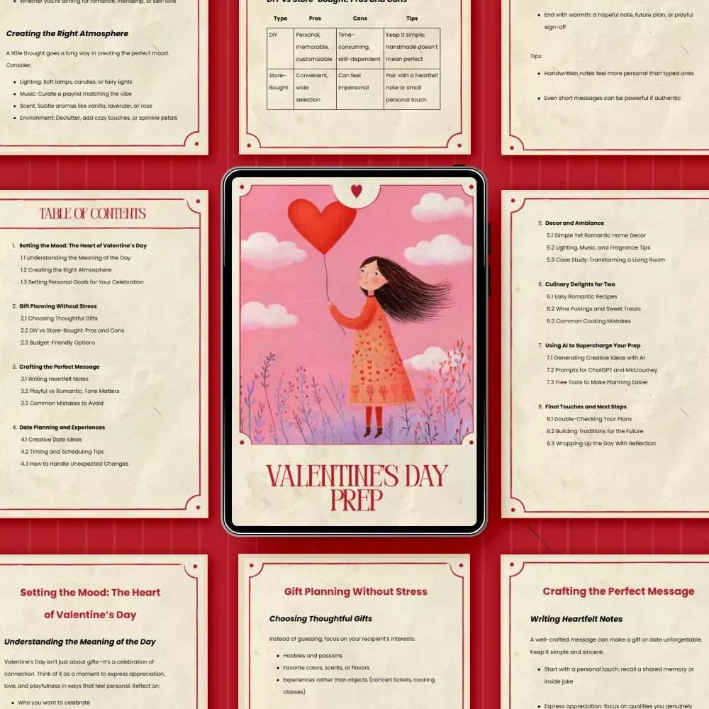 Valentine’s Day Prep: The Ultimate Guide eBook for Stress-Free Planning, Gift Ideas, Romantic Dates, and DIY Tips