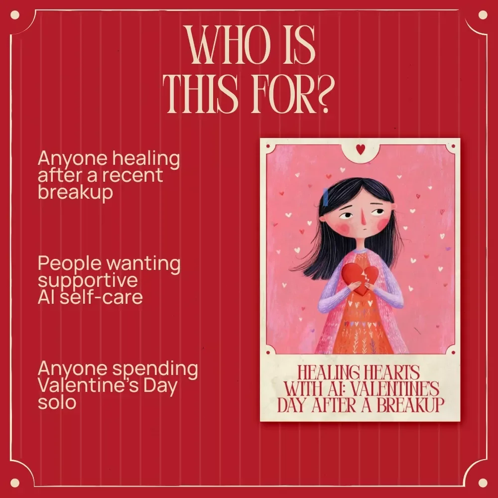 Healing Hearts with AI: Valentine’s Day After a Breakup | eBook Guide with AI Coping Ideas for Valentine’s Day After Breakup, Self-Love & Emotional Healing