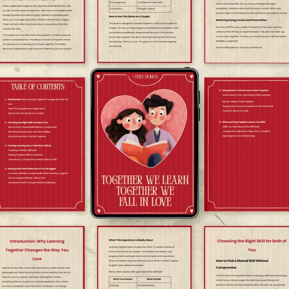 Together We Learn Together We Fall in Love – A Valentine’s Day Learn a Skill Together eBook for Couples, Shared Growth & Deeper Connection