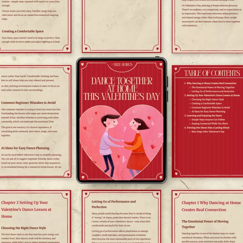 Dance Together at Home This Valentine’s Day – Romantic At-Home Dance Guide for Couples, Digital Download Valentine’s Day Activity, Connection-Building Dance Lesson eBook