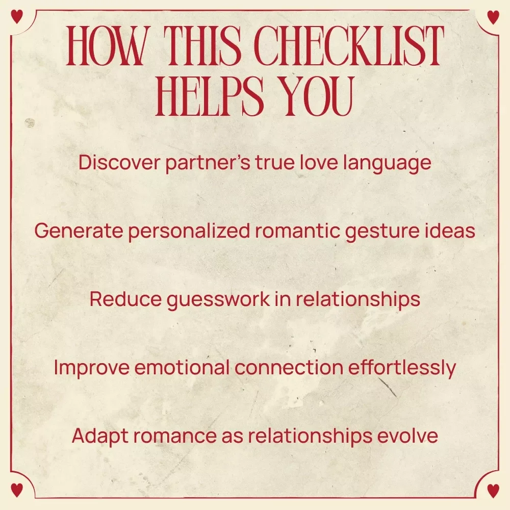 AI-Powered Love Language Matching: Checklist for Tailored Romance | Digital Checklist Using AI to Match Love Language Ideas to Specific Partner Traits