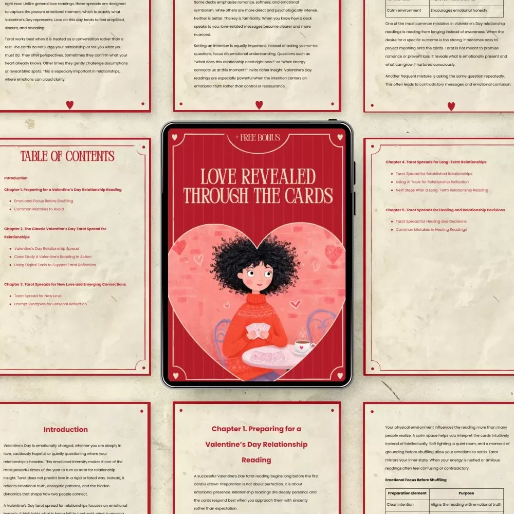 Love Revealed Through the Cards: Valentine’s Day Tarot Guide for Relationships, New Love & Healing – Digital Ebook Download