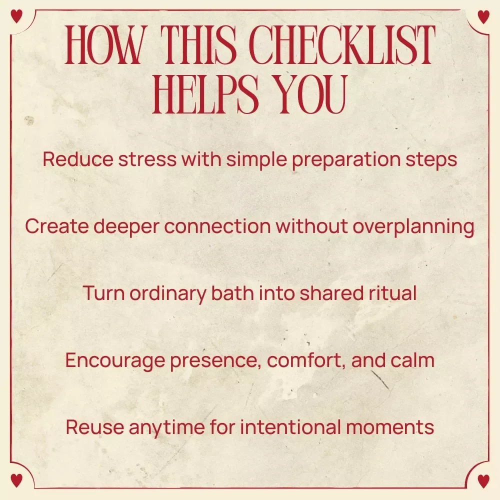 A Calm Valentine Bath Ritual for Two – Romantic Valentine’s Day Bath for Couples, Self Care Checklist, Digital Download Guide