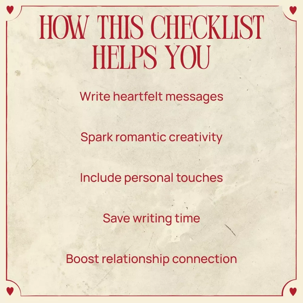 Valentine’s Day Card Writing Checklist | What to Write in a Valentine's Day Card | Digital Download Guide