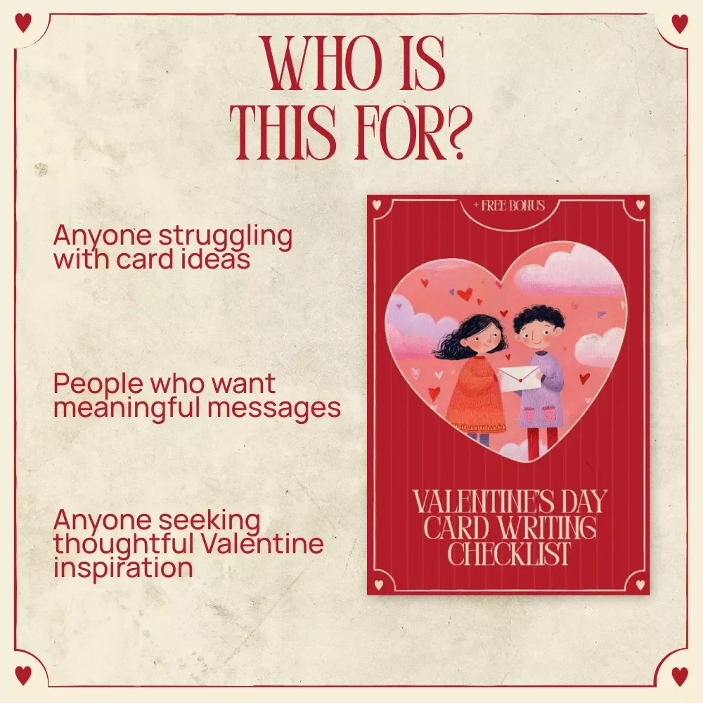 Valentine’s Day Card Writing Checklist | What to Write in a Valentine's Day Card | Digital Download Guide
