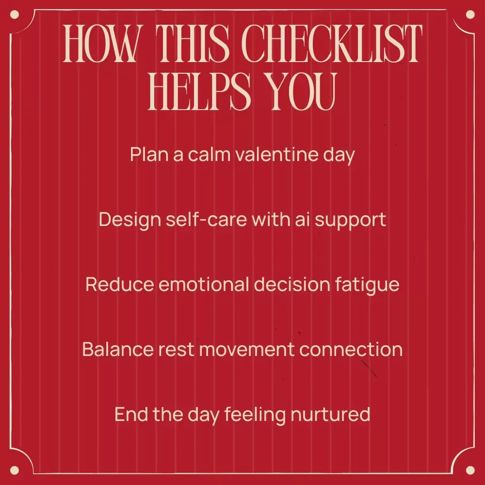 Self-Care Schedule for Spending Valentine’s Day Alone | AI-Guided Self-Love Checklist, Mindful Solo Valentine Routine, Digital Download