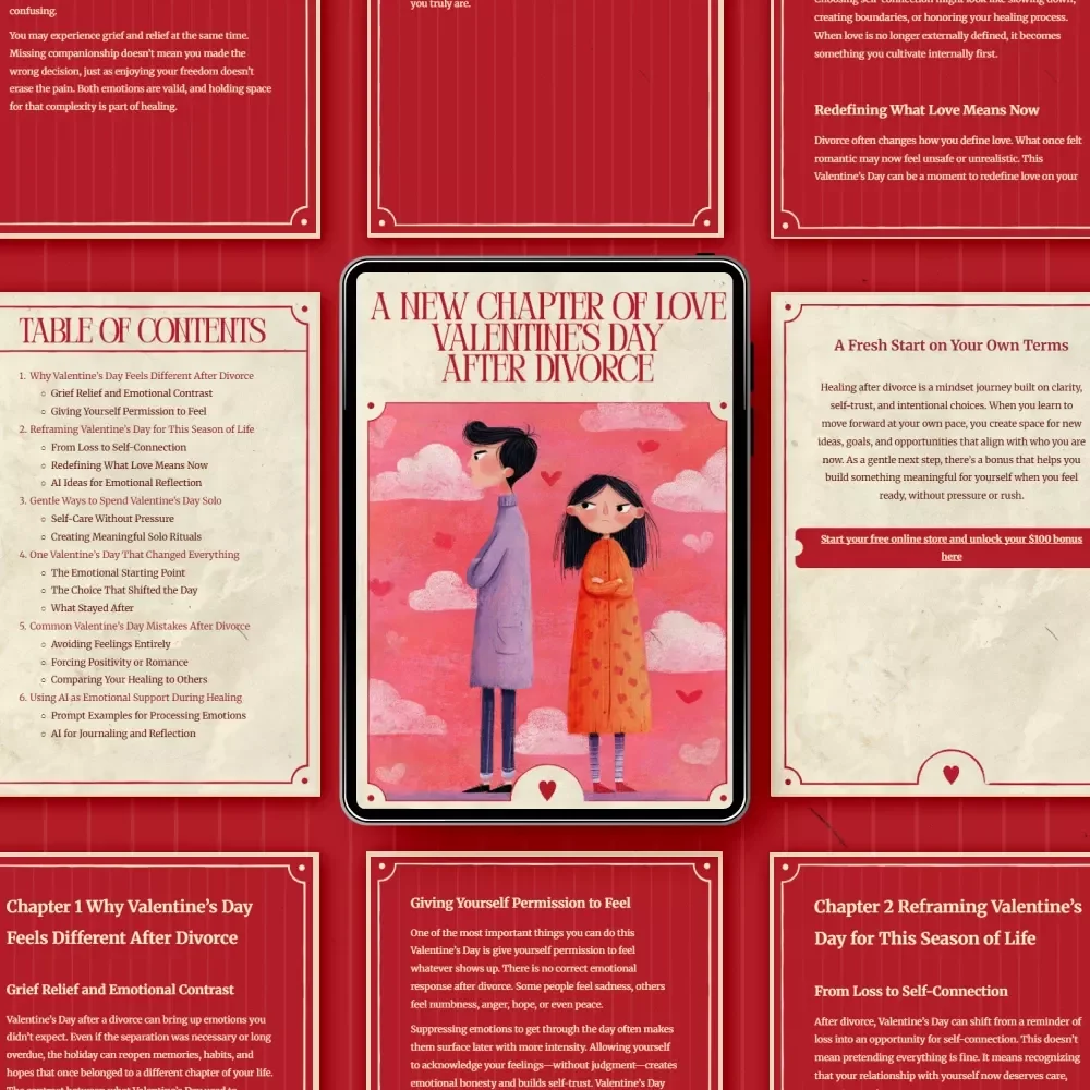 A New Chapter of Love Valentine’s Day After Divorce | Healing Guide for valentine's day after a divorce | Self-Care, Reflection & Fresh Beginnings eBook