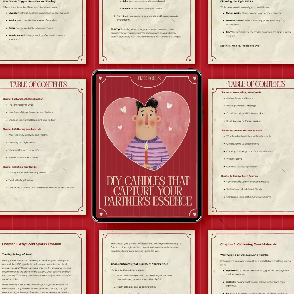 DIY Candles That Capture Your Partner’s Essence | Romantic DIY Candle Ebook | diy candle with scents that remind you of your partner gift Guide
