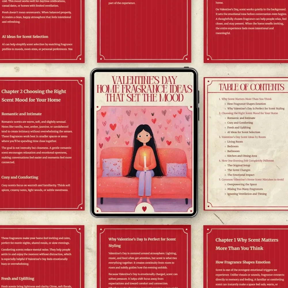 Valentine’s Day Home Fragrance Ideas That Set the Mood | Romantic Scent Styling Guide, Cozy Home Aromas, Valentine’s Day Atmosphere eBook, Digital Download