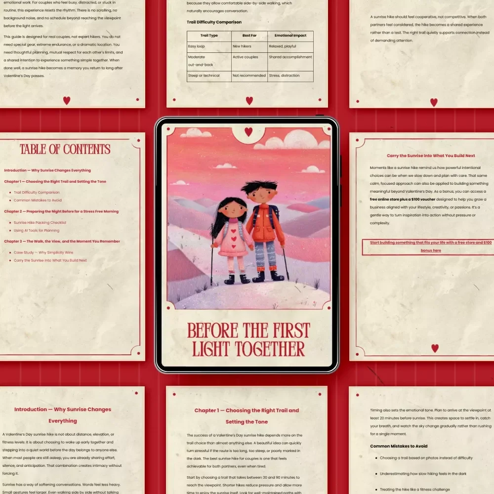 Before the First Light Together — A Romantic Sunrise Hiking Guide for Couples | Valentine’s Day Adventure Planning Digital Download
