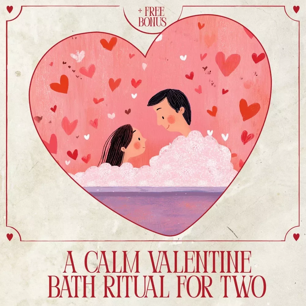 A Calm Valentine Bath Ritual for Two – Romantic Valentine’s Day Bath for Couples, Self Care Checklist, Digital Download Guide