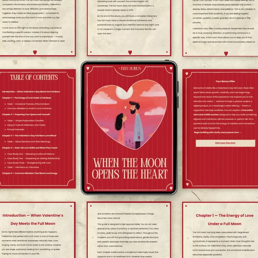 When the Moon Opens the Heart: Valentine’s Day Full Moon Ritual for Love Ebook, Guided Moon Ritual, Self-Love & Relationship Manifestation Guide