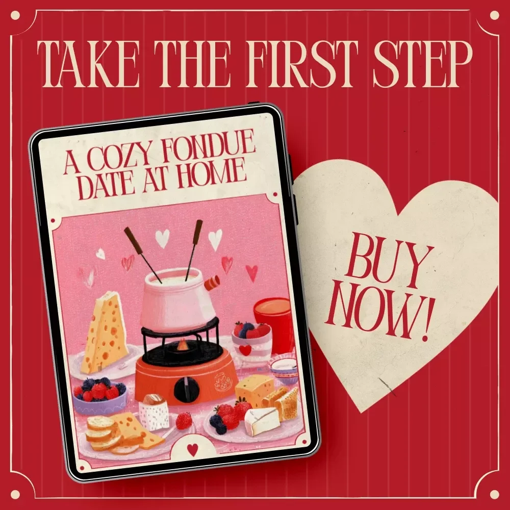 A Cozy Fondue Date at Home – Romantic Checklist for Couples, Valentine’s Day Fondue Set Ideas, Easy At-Home Date Night Download
