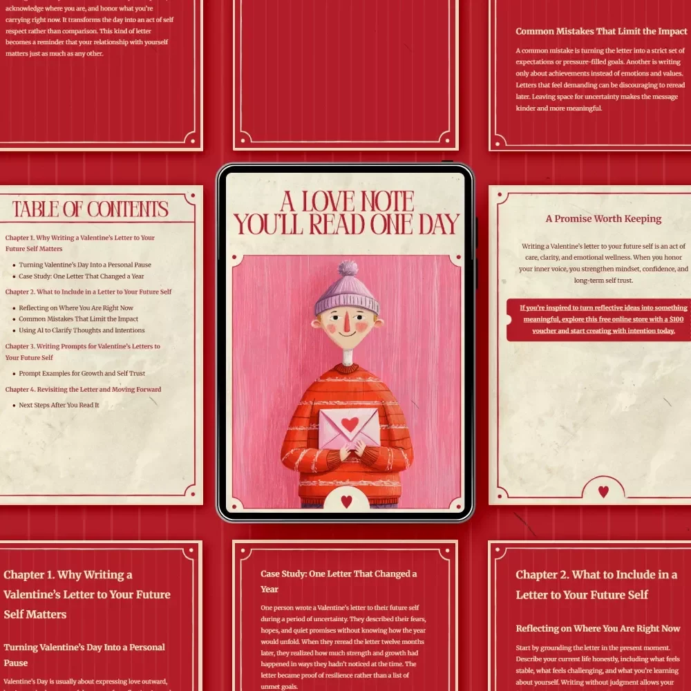 A Love Note You’ll Read One Day – A Guided Valentine’s Day Letters to Future Self Reflection Journal & Writing Prompts Download