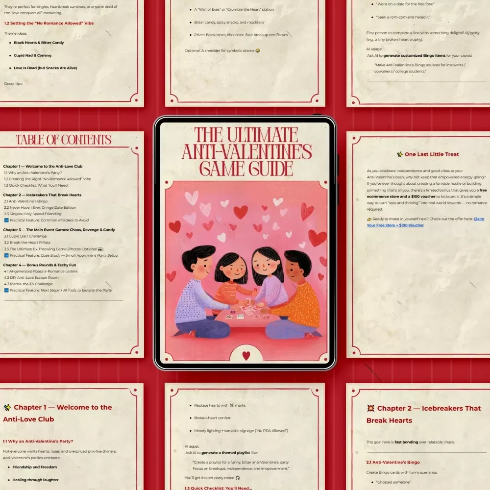 The Ultimate Anti-Valentine’s Game Guide – Games for an Anti Valentine’s Party, Printable Party Guide, Digital Download for Singles & Friends
