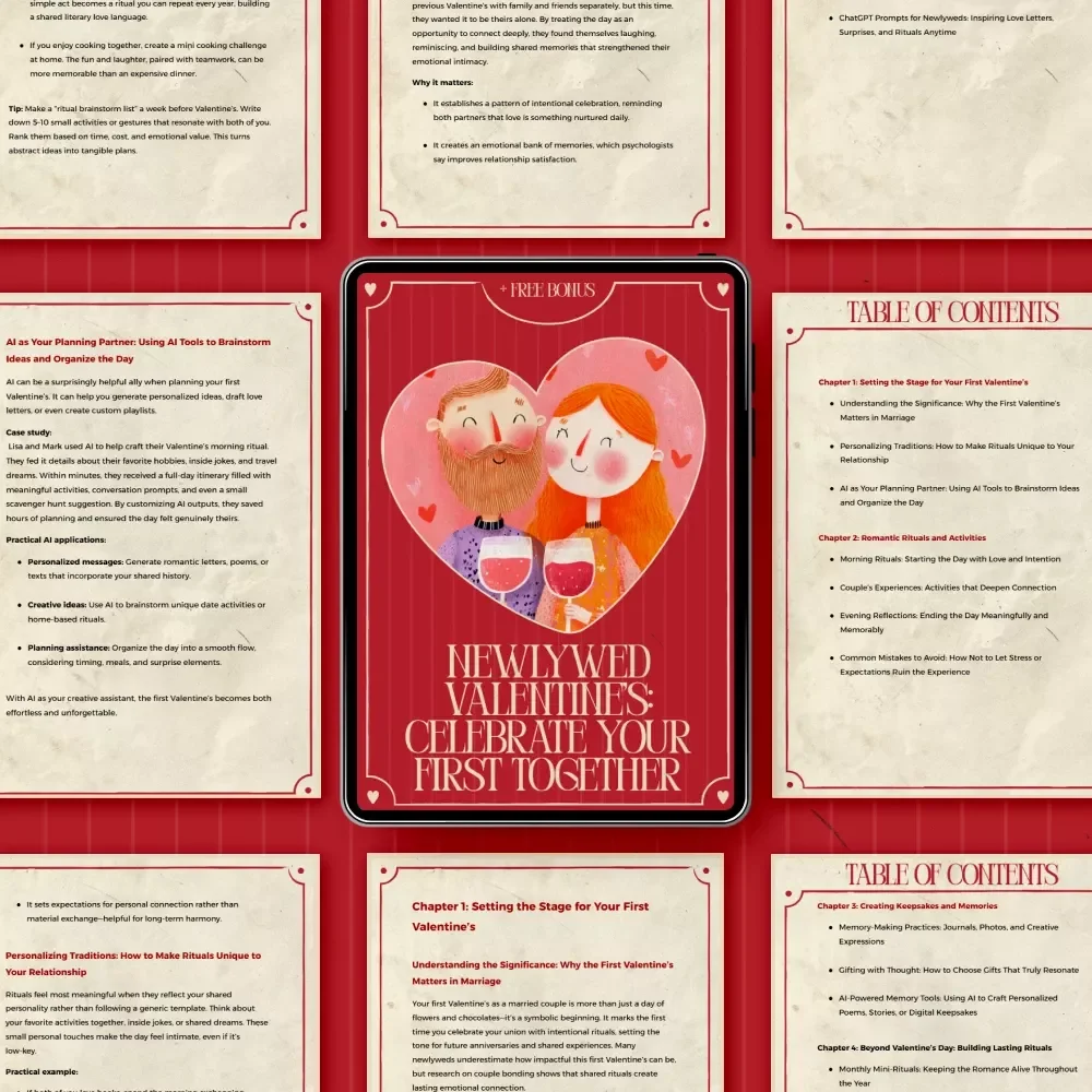 Newlywed Valentine’s: Celebrate Your First Together | Romantic Newlywed Guide, First Valentine’s Marriage Rituals, AI Love Prompts Digital Download