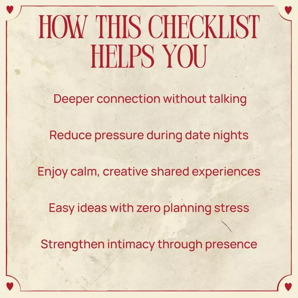 Silent Date Ideas — A Fun & Cozy Checklist | Silent Date Ideas for Couples, Quiet Date Night Activities, Digital Download