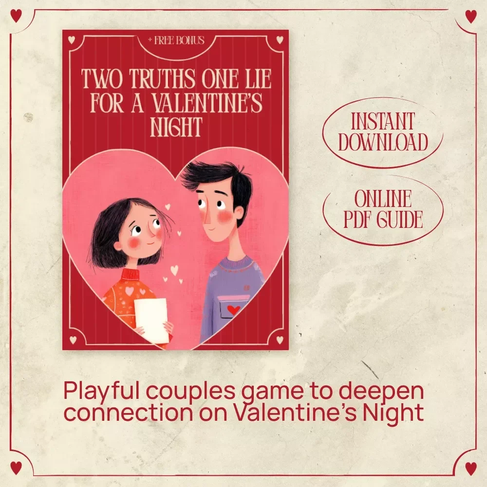 Two Truths One Lie for a Valentine’s Night – Romantic Couple Game Guide | Digital Download