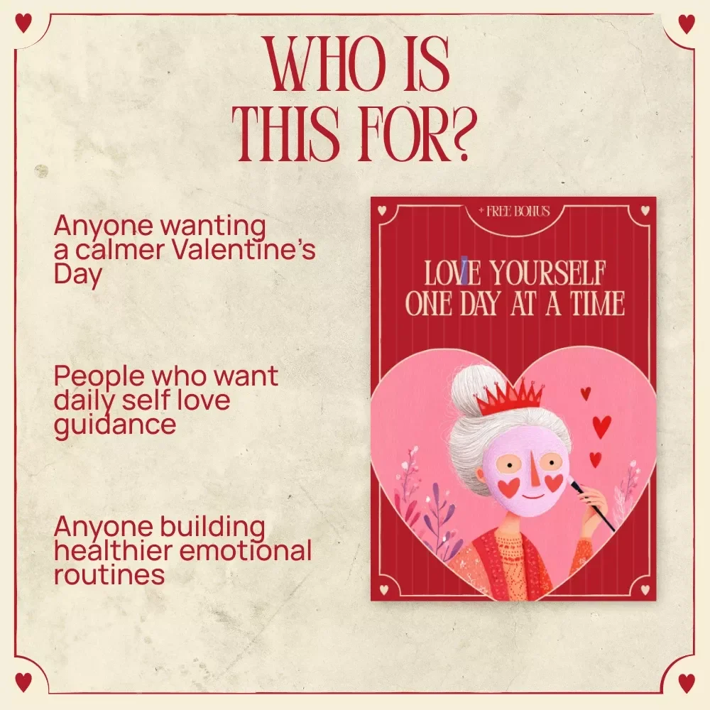 Love Yourself One Day at a Time – Valentine’s Day Self Love Guide & Valentine's Day Self Love Calendar for Mindful Daily Care