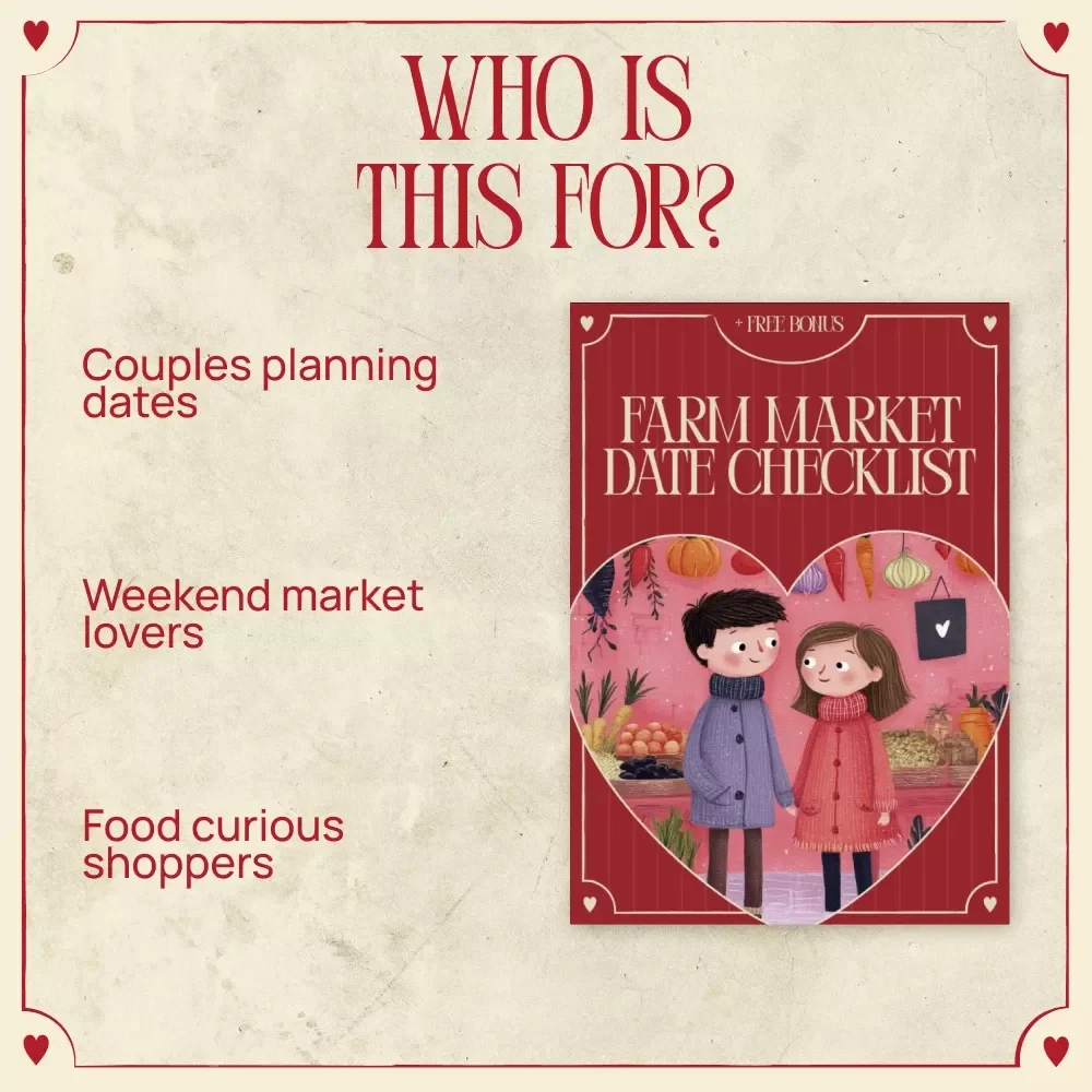 Farm Market Date Checklist | Visit a Local Farm Market Date Planner for Couples, Romantic Market Stroll, Printable Digital Checklist