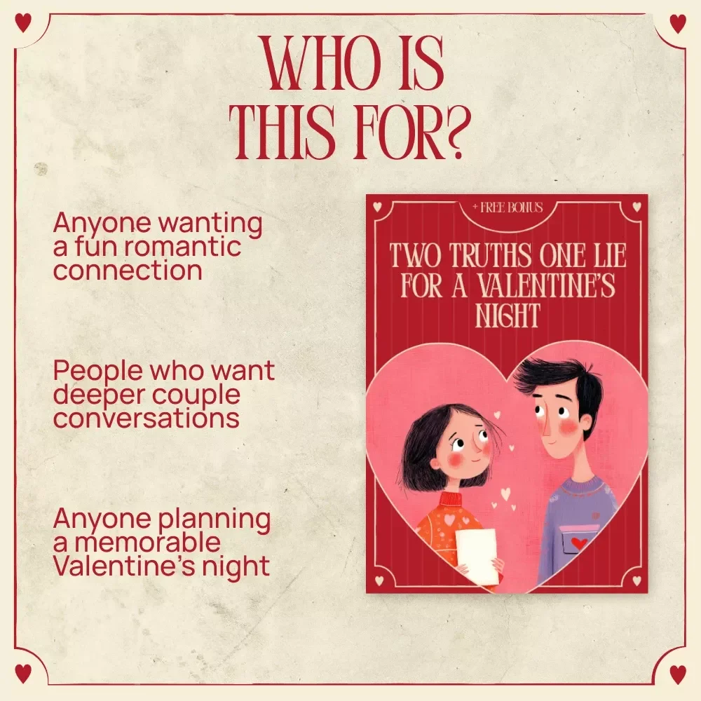 Two Truths One Lie for a Valentine’s Night – Romantic Couple Game Guide | Digital Download