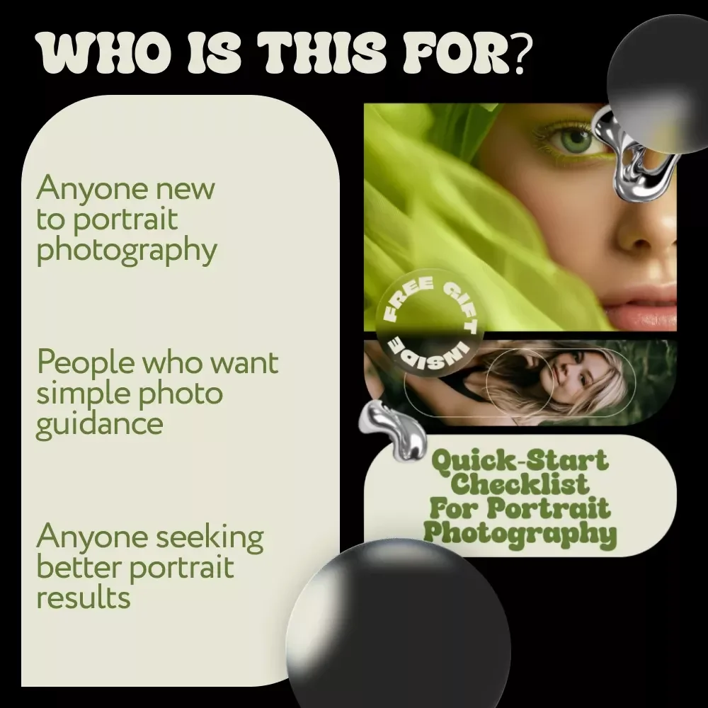 Quick-Start Checklist for Portrait Photography | Easy Portrait Photography Start Tips for Beginners & Creatives | Printable Digital Checklist