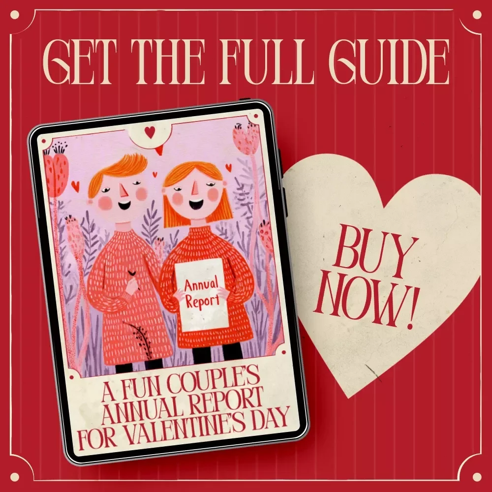 A Fun Couple’s Annual Report for Valentine’s Day – Playful Relationship Reflection Guide, couple's annual report fun gift, Meaningful Digital Download