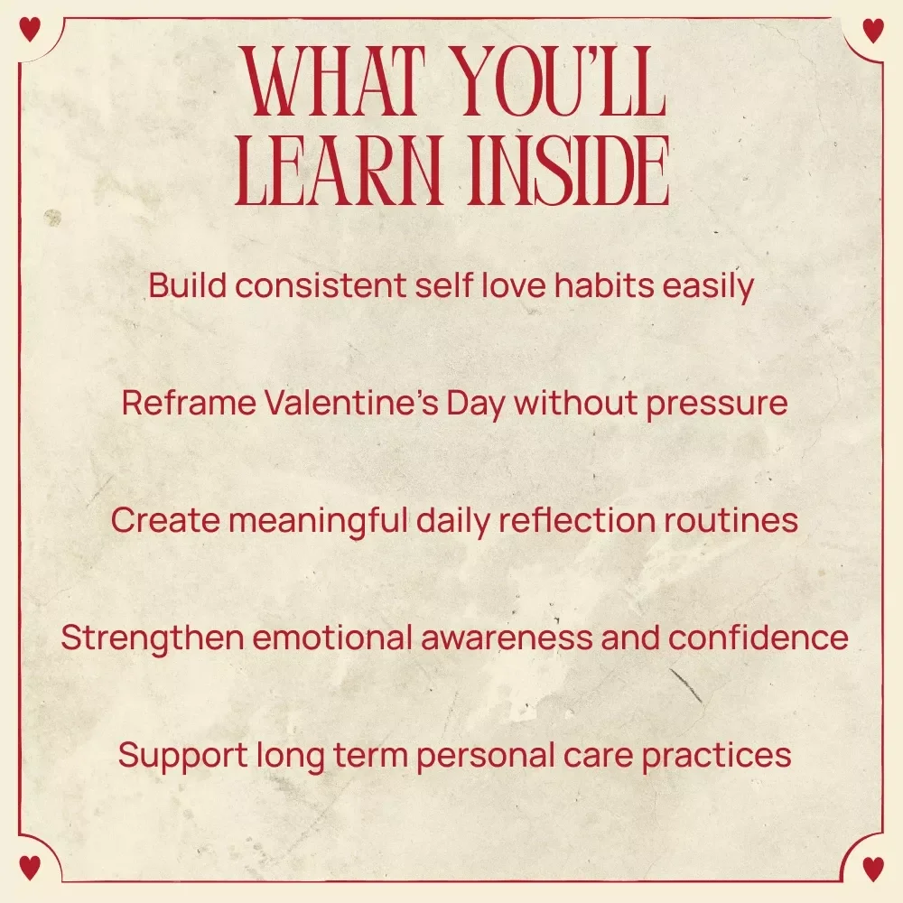 Love Yourself One Day at a Time – Valentine’s Day Self Love Guide & Valentine's Day Self Love Calendar for Mindful Daily Care