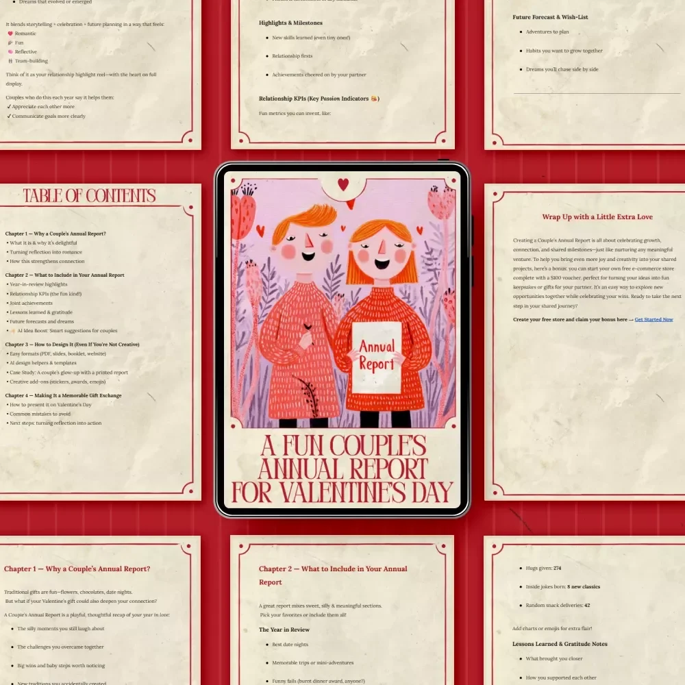 A Fun Couple’s Annual Report for Valentine’s Day – Playful Relationship Reflection Guide, couple's annual report fun gift, Meaningful Digital Download