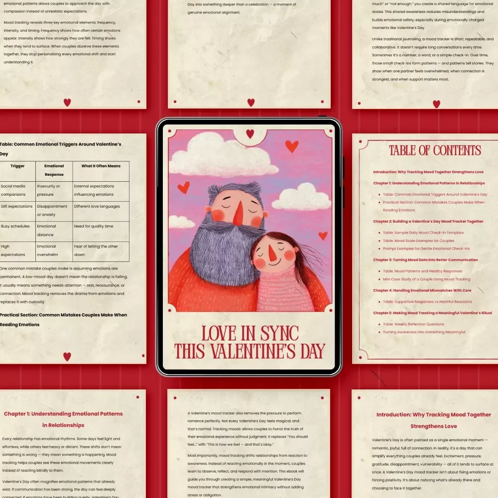 Love in Sync This Valentine’s Day – Couples Mood Tracker, Emotional Awareness Guide, eBook for Better Communication & Relationship Connection