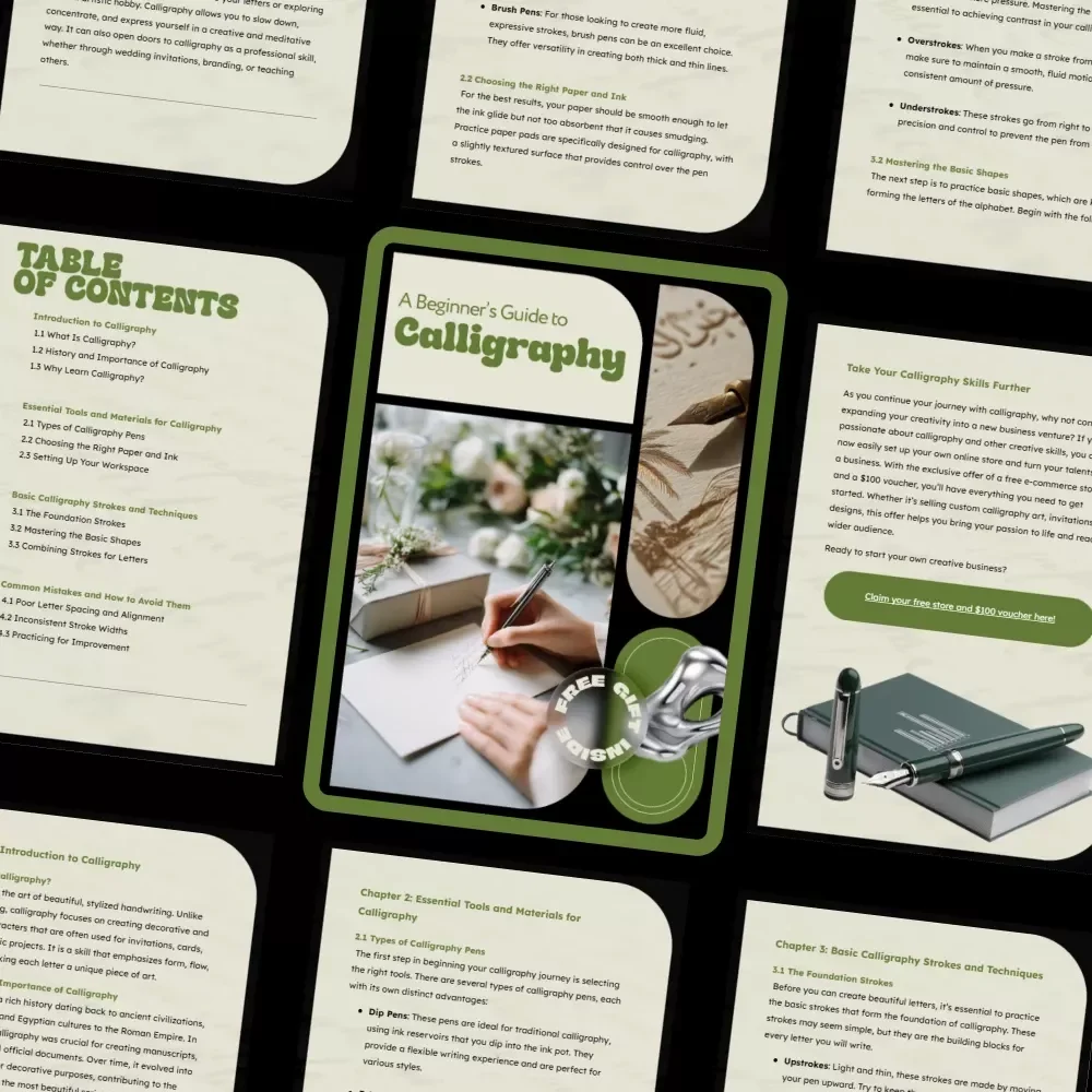 A Beginner’s Guide to Calligraphy – Easy Start Digital Guide for Calligraphy Basics for Beginners, Modern Hand Lettering Practice & Creative Skills