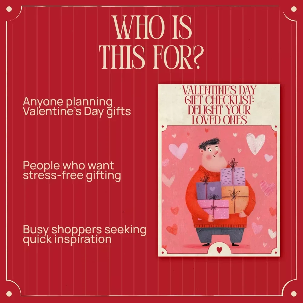Valentine’s Day Gift Checklist: Delight Your Loved Ones | Printable Digital Checklist for Popular Valentine’s Day Gifts, Romantic & Personalized Ideas