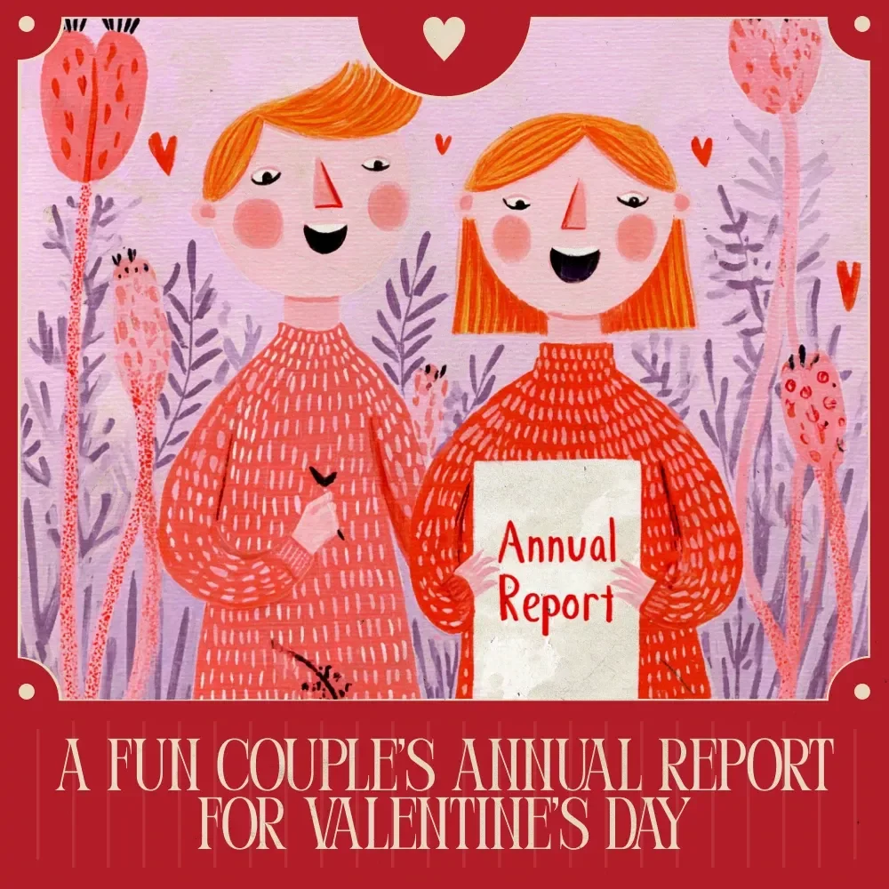 A Fun Couple’s Annual Report for Valentine’s Day – Playful Relationship Reflection Guide, couple's annual report fun gift, Meaningful Digital Download