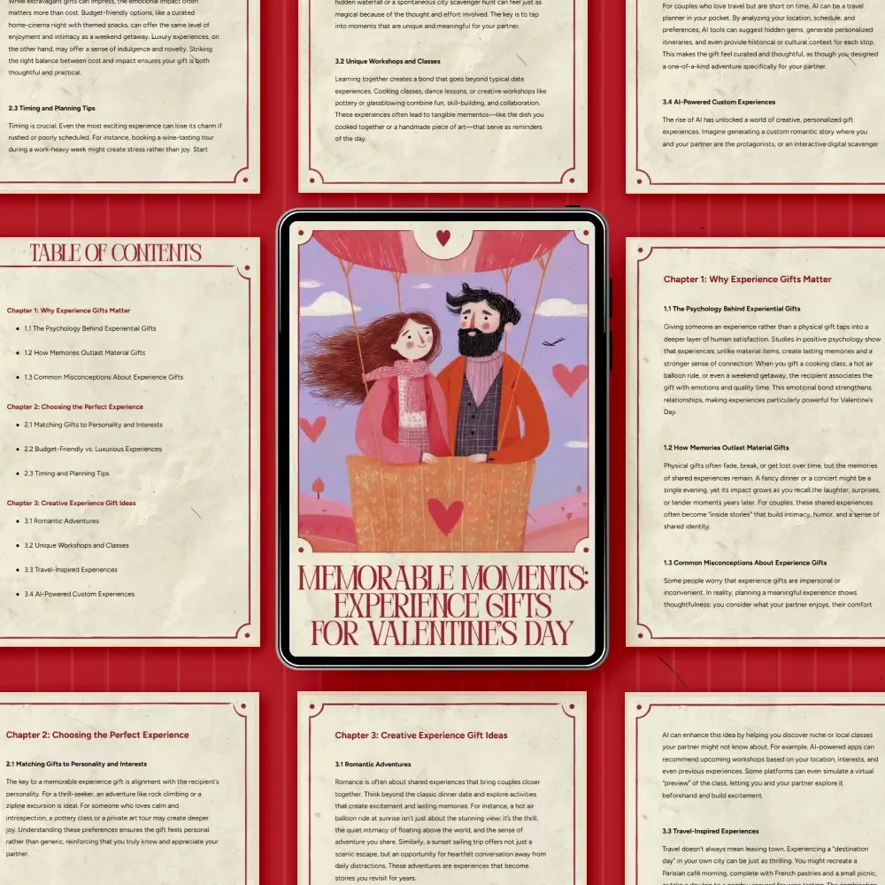 Memorable Moments: Experience Gifts for Valentine’s Day | Thoughtful eBook with Experience Gift Ideas for Valentine’s Day | Romantic & Creative Digital Download